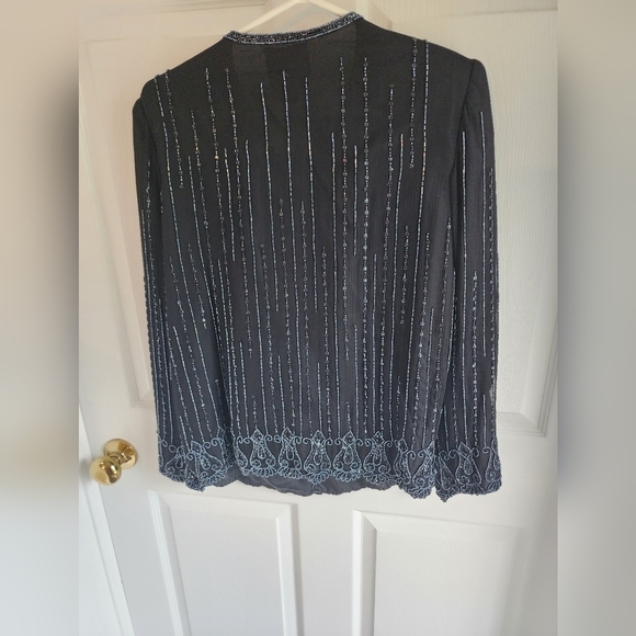 Vintage Julia Kim 100% Silk Beaded Jacket with Hook and Eye Closure Arttowear - Picture 7 of 12